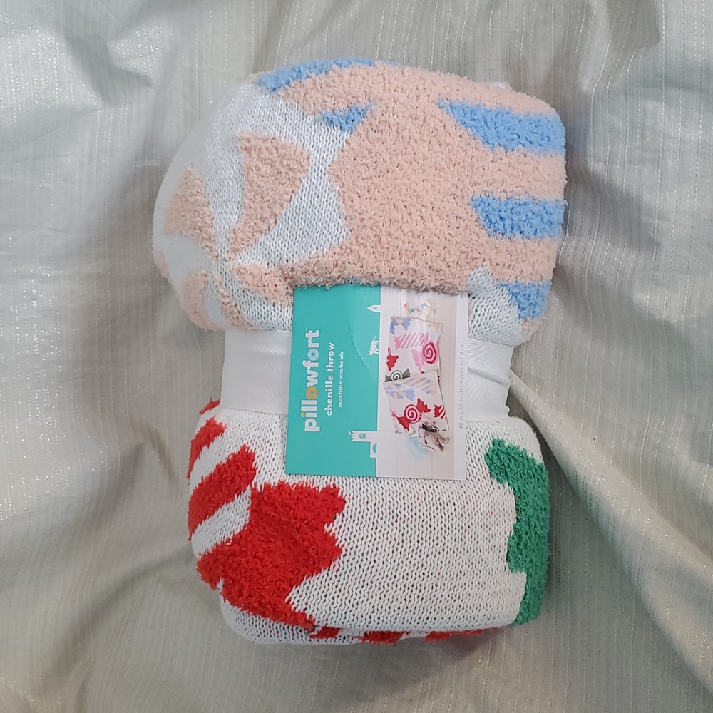Pillowfort Candy Knit And Chenille Throw Blanket